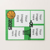 Basketbal 4 Foto Collage Jigsaw Puzzel Groen (Horizontaal)