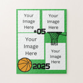 Basketbal 4 Foto Collage Jigsaw Puzzel Groen