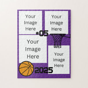 Basketbal 4 Foto Collage Jigsaw Puzzel paarse