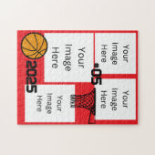 Basketbal 4 Foto Collage Jigsaw Puzzel Rood (Horizontaal)