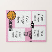 Basketbal 4 Foto Collage Jigsaw Puzzel Roze (Horizontaal)