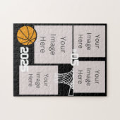 Basketbal 4 Foto Collage Jigsaw Puzzel Zwart (Horizontaal)