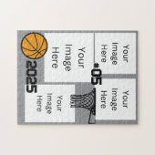 Basketbal 4 Foto Collage Jigsaw Puzzle Grijs Legpuzzel (Horizontaal)