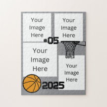 Basketbal 4 Foto Collage Jigsaw Puzzle Grijs