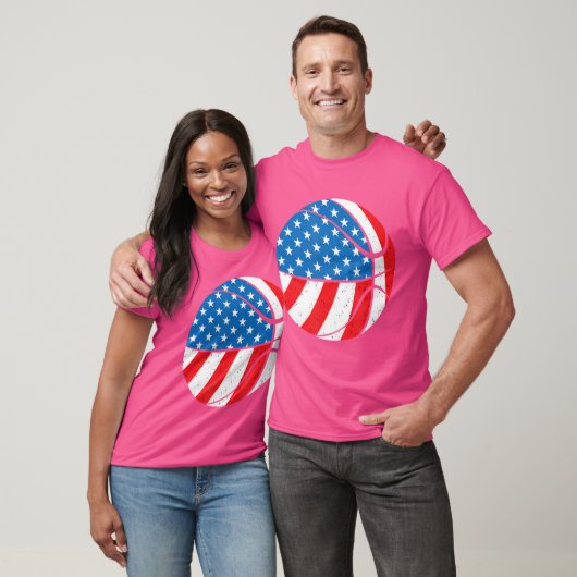 Basketbal 4 juli Amerikaanse vlag Patrioti T-shirt (Unisex)
