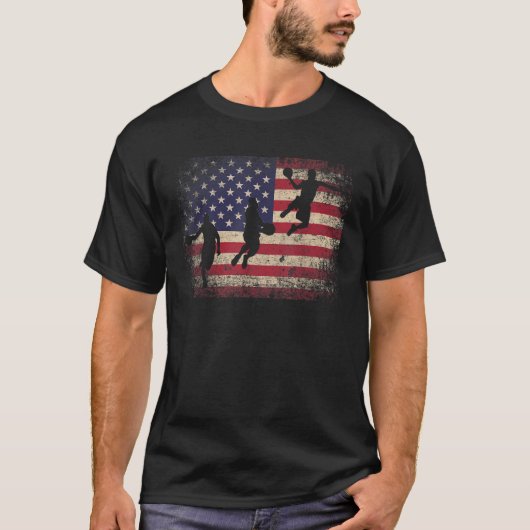 Basketbal 4 juli Kerstcadeau Amerikaanse Fla T-shirt (Voorkant)