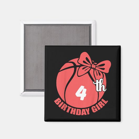 Basketbal 4e verjaardag basketballer magneet (Voorkant / Achterkant)