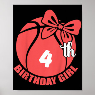 Basketbal 4e verjaardag Basketbalspeler Poster