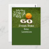 Basketbal  60e verjaardag met bal Save the Date  Briefkaart (Voorkant / Achterkant)