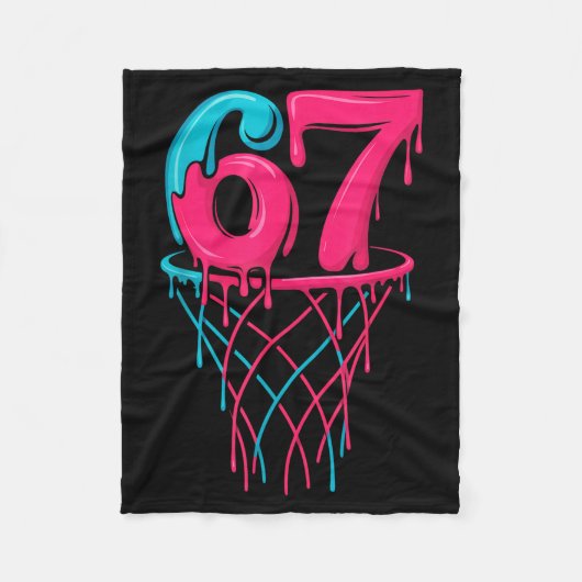 Basketbal 67 6 7 Seven Drip Six Gen Alpha Meme Fleece Deken (Voorkant)