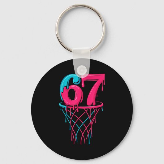 Basketbal 67 6 7 Zeven Drip Zes Gen Alpha Grap Sleutelhanger (Voorkant)