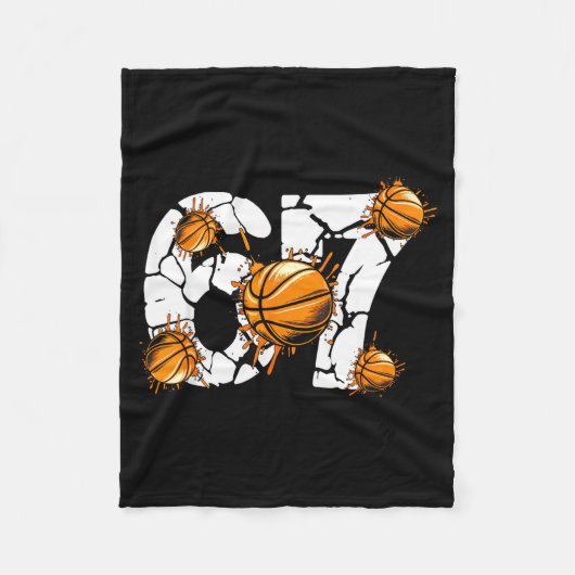 Basketbal 67 Zes Zeven 6 7 Kinderen Grappig Gen Al Fleece Deken (Voorkant)