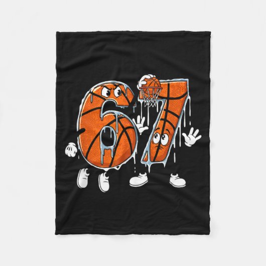 Basketbal 67 Zes Zeven Cool Meme 6 7 Grappige Drip Fleece Deken (Voorkant)