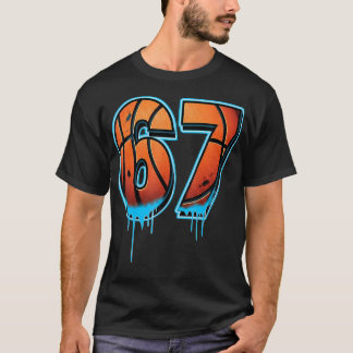 Basketbal 67 Zes Zeven Grappig 6 7 Gen Alpha Meme T-shirt