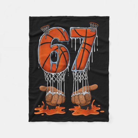 Basketbal 67 Zes Zeven Grappig Gen Alpha Meme Drip Fleece Deken (Voorkant)