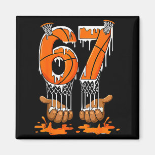 Basketbal 67 Zes Zeven Grappig Gen Alpha Meme Drip Magneet