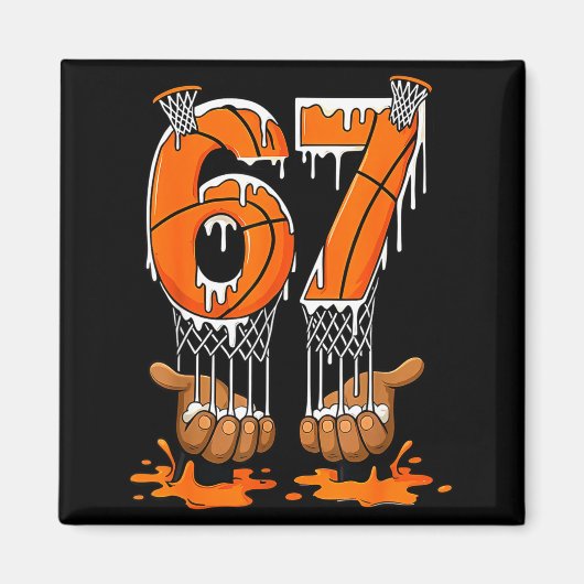 Basketbal 67 Zes Zeven Grappig Gen Alpha Meme Drip Magneet (Voorkant)