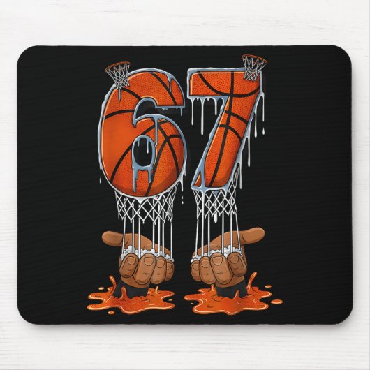 Basketbal 67 Zes Zeven Grappig Gen Alpha Meme Drip Muismat (Voorkant)