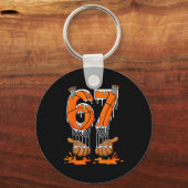 Basketbal 67 Zes Zeven Grappig Gen Alpha Meme Drip Sleutelhanger (Voorkant)