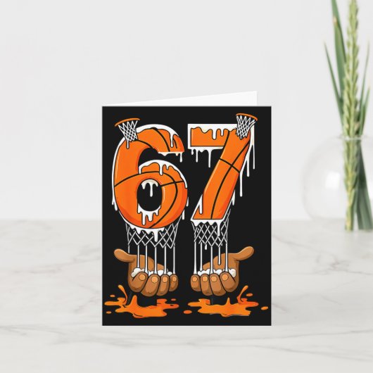 Basketbal 67 Zes Zeven Grappige Gen Alpha Meme Dri Kaart (Voorkant)