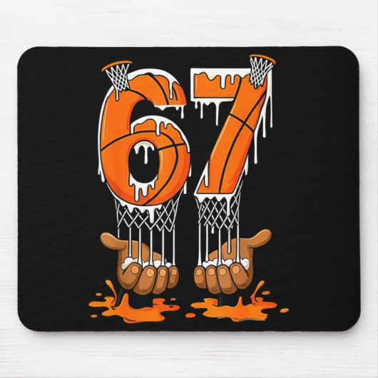 Basketbal 67 Zes Zeven Grappige Gen Alpha Meme Dri Muismat (Voorkant)
