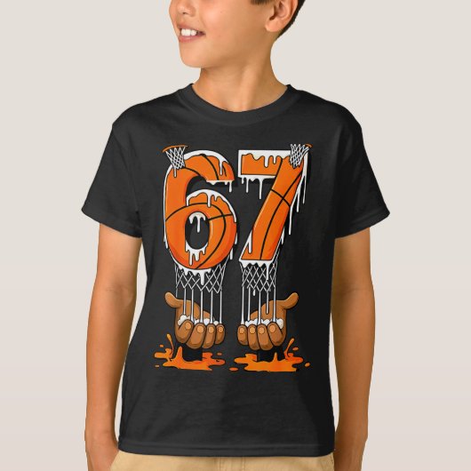 Basketbal 67 Zes Zeven Grappige Gen Alpha Meme Dri T-shirt (Voorkant)