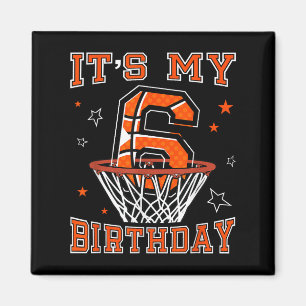 Basketbal 6e verjaardag Dunk Gift voor 6 jaar oud Magneet