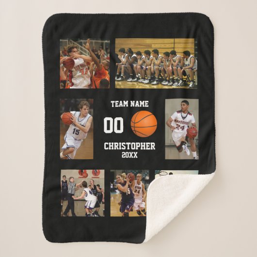 Basketbal 7 foto collage fleece deken (Voorkant)