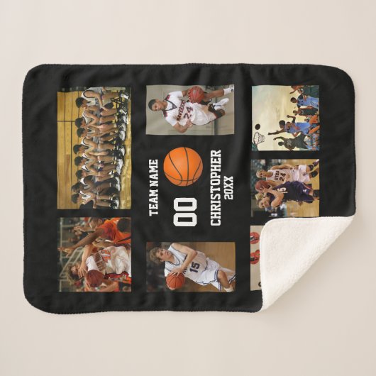 Basketbal 7 foto collage fleece deken (Voorkant (horizontaal))