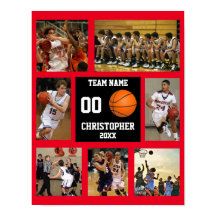Basketbal 7 Foto collage Rode teamnaam