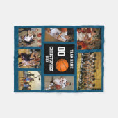 Basketbal 7 Fotocollage Donkerblauw Klein Fleece Deken (Voorkant (Horizontaal))