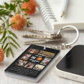 Basketbal 7 fotocollage gepersonaliseerd zwart sleutelhanger (Voorkant Rechts)