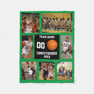 Basketbal 7 Fotocollage Groen Gras Klein Fleece Deken