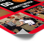 Basketbal 7 Fotocollage Rode teamnaam Poster (Hoek)