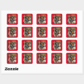 Basketbal 7 Fotocollage Rode teamnaam Vierkante Sticker (Vel)