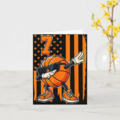 Basketbal 7e verjaardag Amerikaanse vlag cadeau vo Kaart (Gele Bloem)