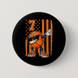 Basketbal 7e verjaardag Amerikaanse vlag cadeau vo Ronde Button 5,7 Cm