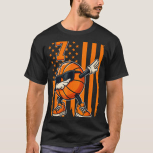 Basketbal 7e verjaardag Amerikaanse vlag cadeau vo T-shirt