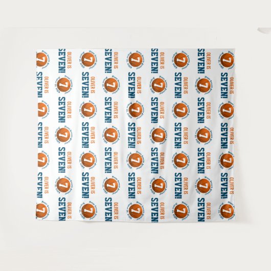 Basketbal 7e verjaardag jongen | Step Repeat Achte Wandkleed (Voorkant (horizontaal))