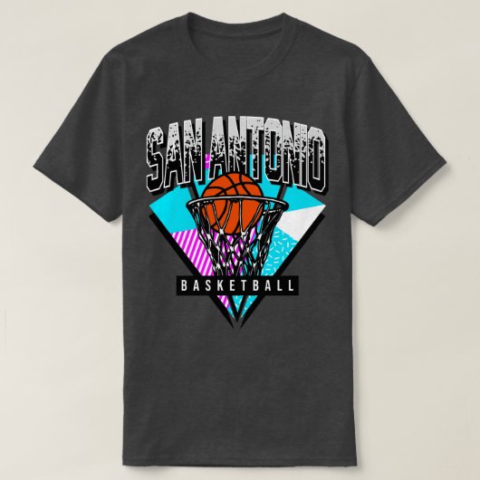 Basketbal 90s Throwback van San Antonio T-shirt (Design voorkant)