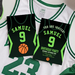 Basketbal 9 Verjaardagsuitnodiging Kaart