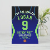 Basketbal 9 Verjaardagsuitnodiging Kaart (Staand voorkant)