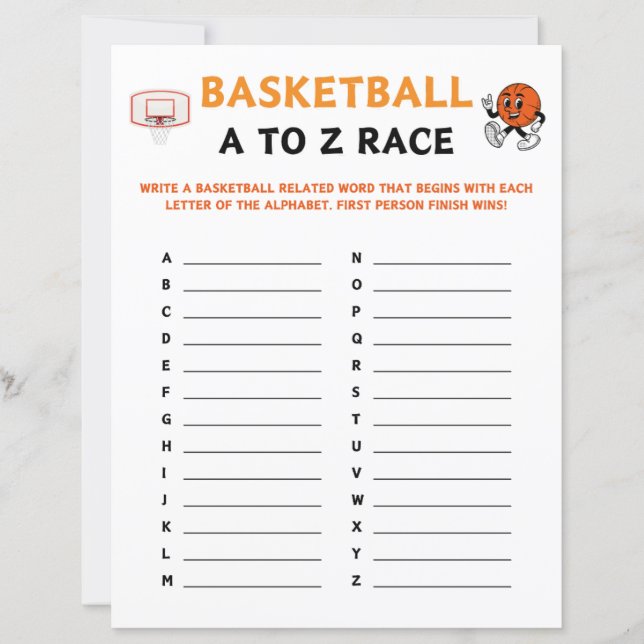 Basketbal A tot Z Race Game (Voorkant)