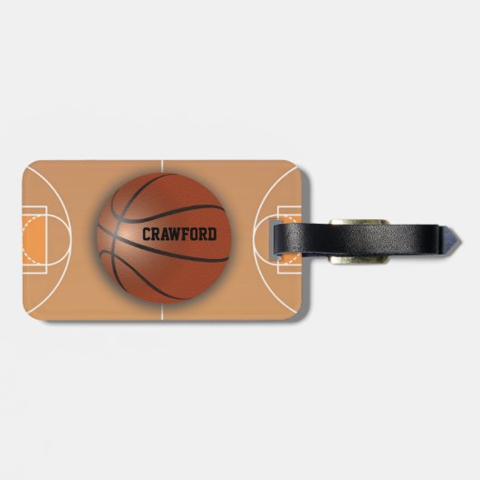 Basketbal aangepaste bagage label (Achterkant horizontaal)