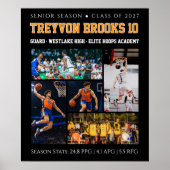 Basketbal Aangepaste Foto Collage Speler Nummer Poster (Voorkant)