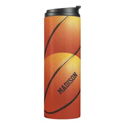 Basketbal aangepaste naam tumbler thermosbeker (Gedraaid links)