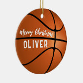 Basketbal Aangepaste Naam Vrolijk Kerstfeest Keramisch Ornament (Rechts)