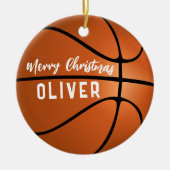 Basketbal Aangepaste Naam Vrolijk Kerstfeest Keramisch Ornament (Voorkant)