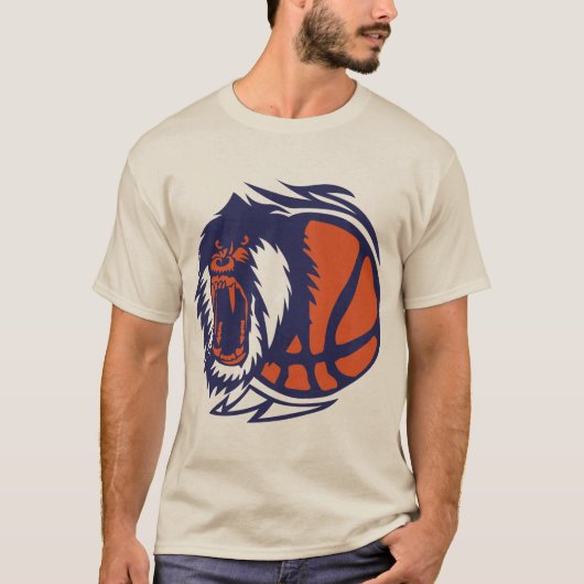 basketbal aap logo open mond gorill t-shirt (Voorkant)