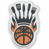 Basketbal & achtertuin-BBQ Sticker (Voorkant)